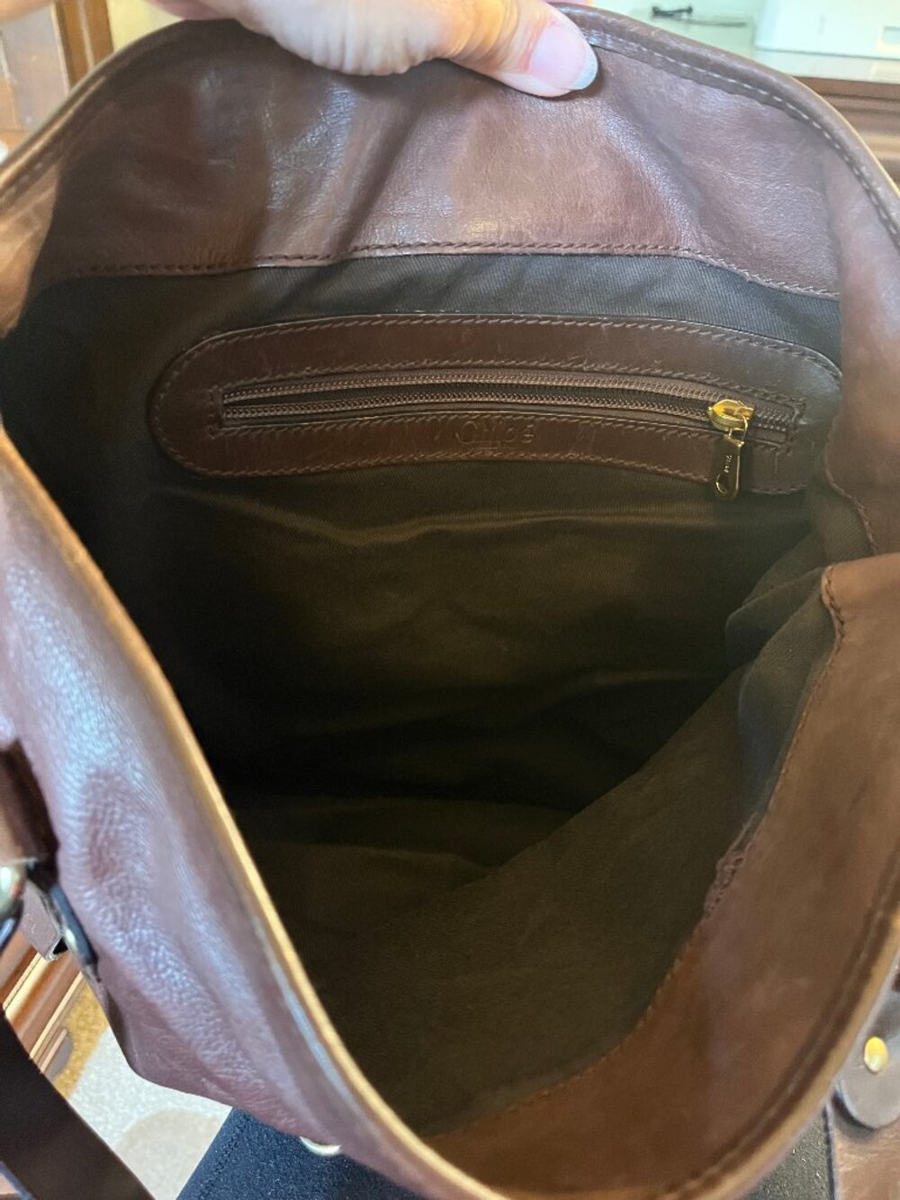 Dark Brown Leather Satchel with Horse and Horseshoe Charms - Picture 9 of 13